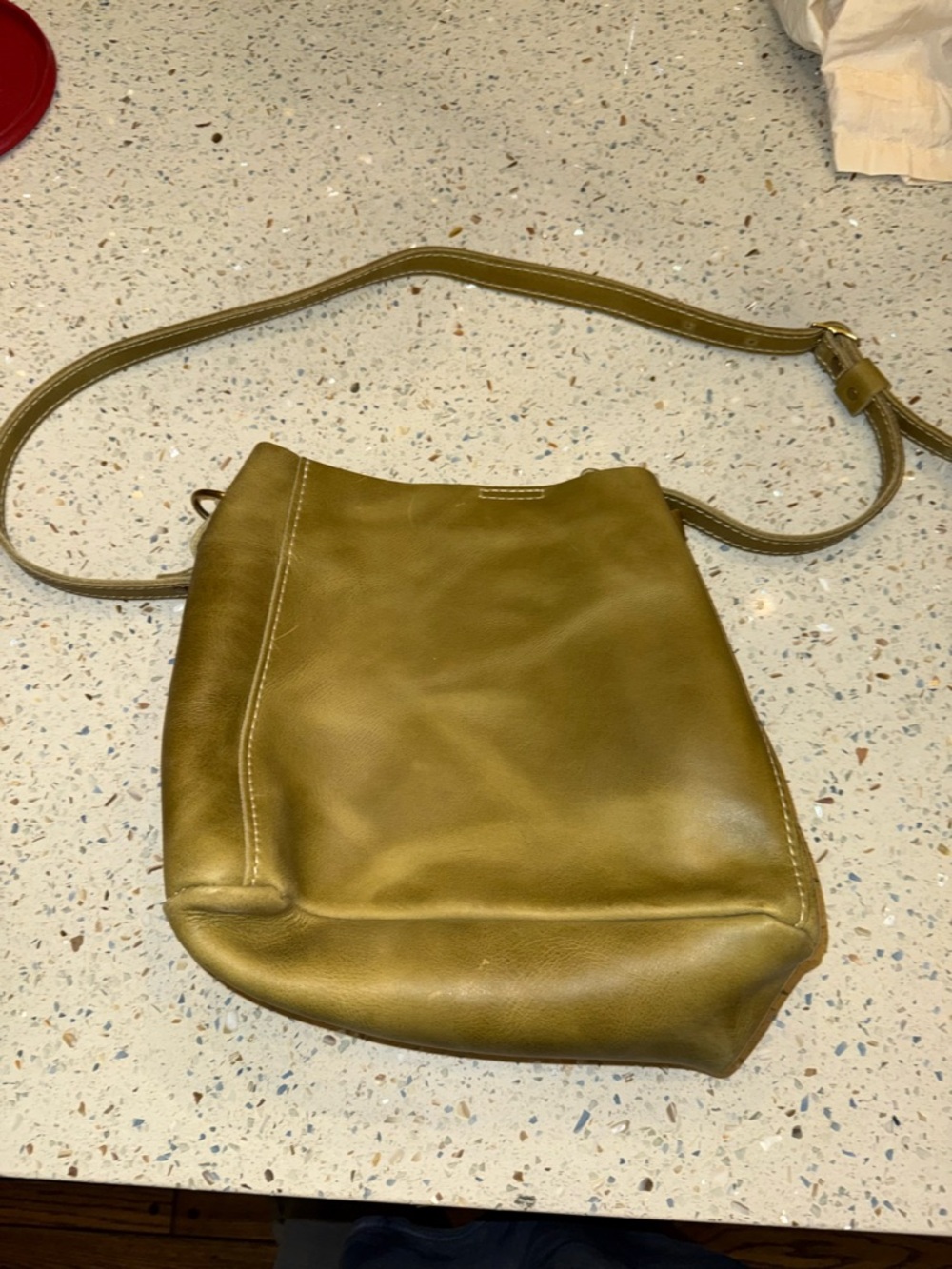 Olive Green Leather bucket bag Portland leather goods